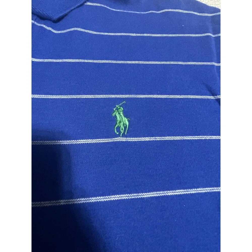 Polo By Ralph Lauren Polo Shirt Men’s Blue Striped Collared Short Sleeve